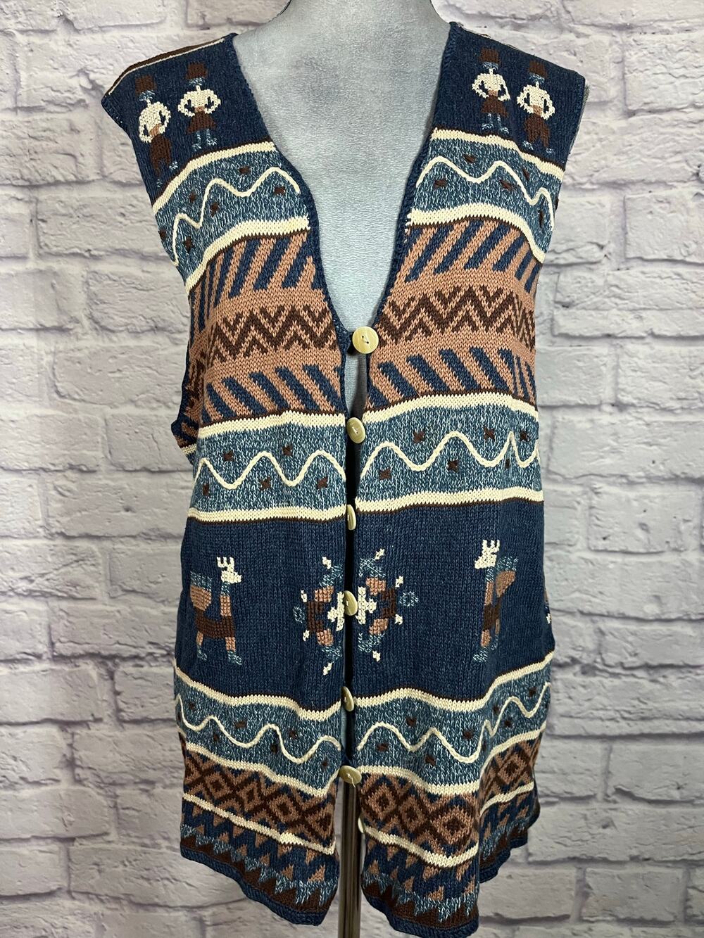Vintage 90's Capezio Llama motif woven vest